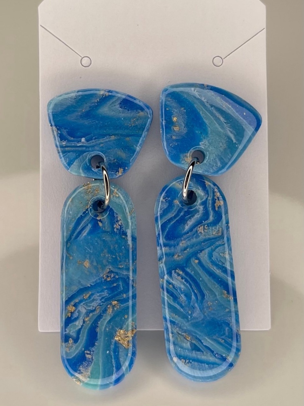 Handcrafted Blue Marble Drop Earrings Lightweight Women’s Jewelry